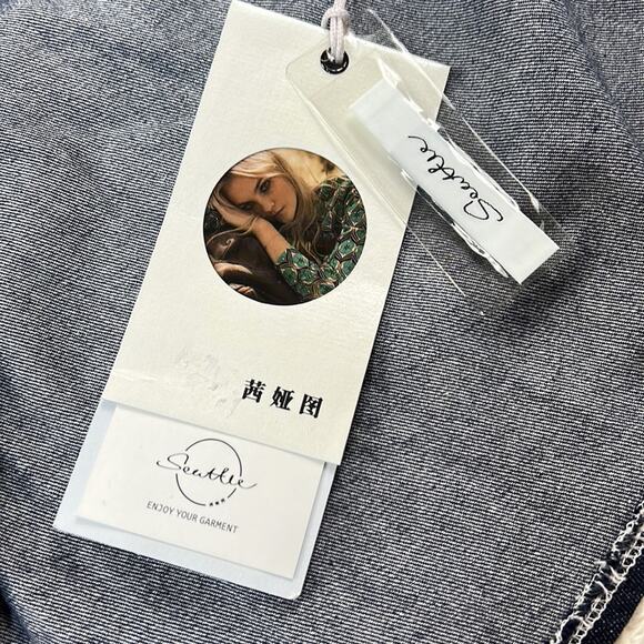 Seattle denim fit and flare button down bustier fit and flare dress, size L - Picture 7 of 7